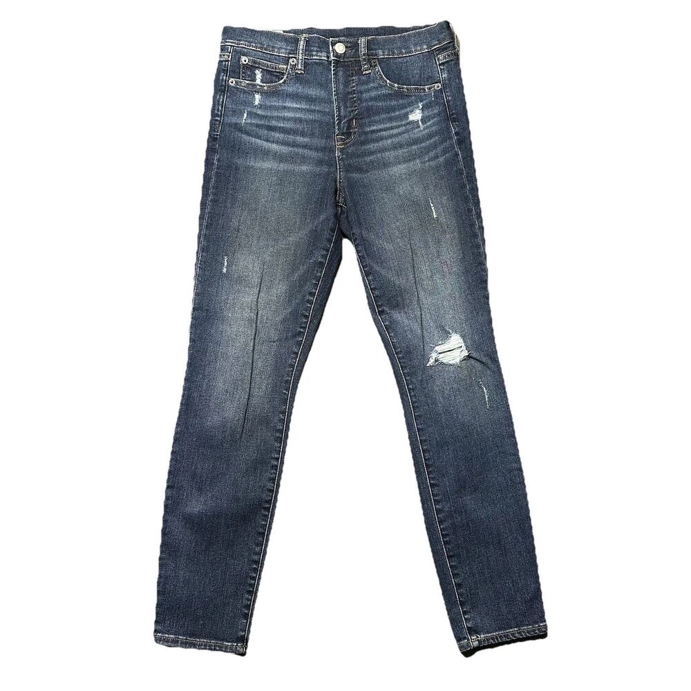 Gap Womens 27/4R Jeans True Skinny Ankle High Rise Medium Wash Distressed Denim